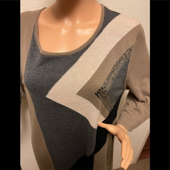 STYLE Co Sweater large Womens Tunic Sequin Color Block Lightweight 3/4 Sleeve - Picture 4 of 7